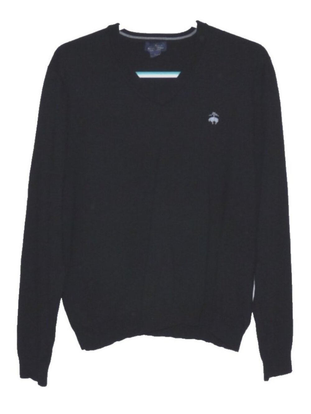 Brooks Brothers black pullover lightweight wool blend sweater Men's L Runs Small
